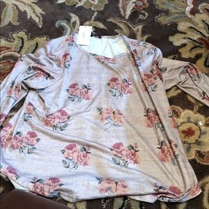 BloomChic tan Floral Long Sleeve Tunic